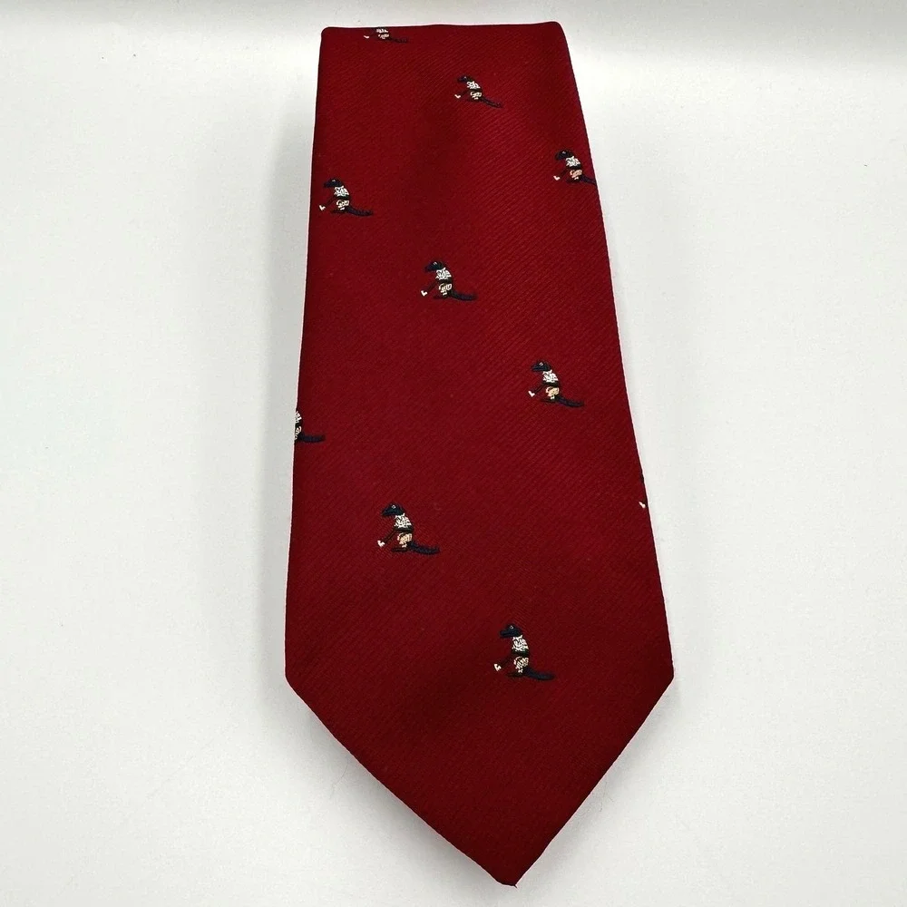 Vintage Bullocks Tie Mens Red Golf Alligator Novelty 80% Polyester 20% Silk‎